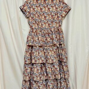 JessaKae Tiered Floral Midi Dress in Multicolor